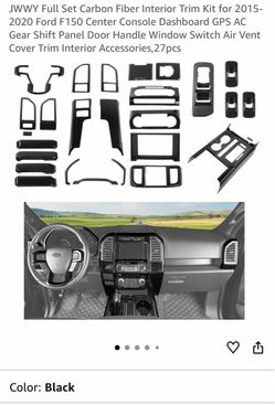 JWWY Full Set Carbon Fiber Interior Trim Kit for 2015-2020 Ford F150 Center Console Dashboard GPS AC Gear Shift Panel Door Handle Window Switch Air Ve