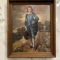 Vintage Boy In Blue Framed Wooden Photo 
