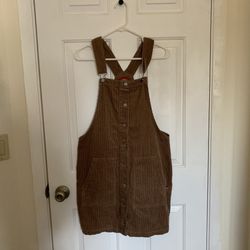 Dickies Brown Cotton Corduroy Overalls Dress