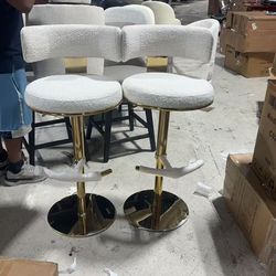 ❤️‍🔥 Pearl Fabric Gas Lift Adjustable Swivel Barstool with Backrest for Kitchen or Home Bar (Set of 2) $200