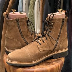 Frye Russell Mid Zip Lace Up Suede Boots