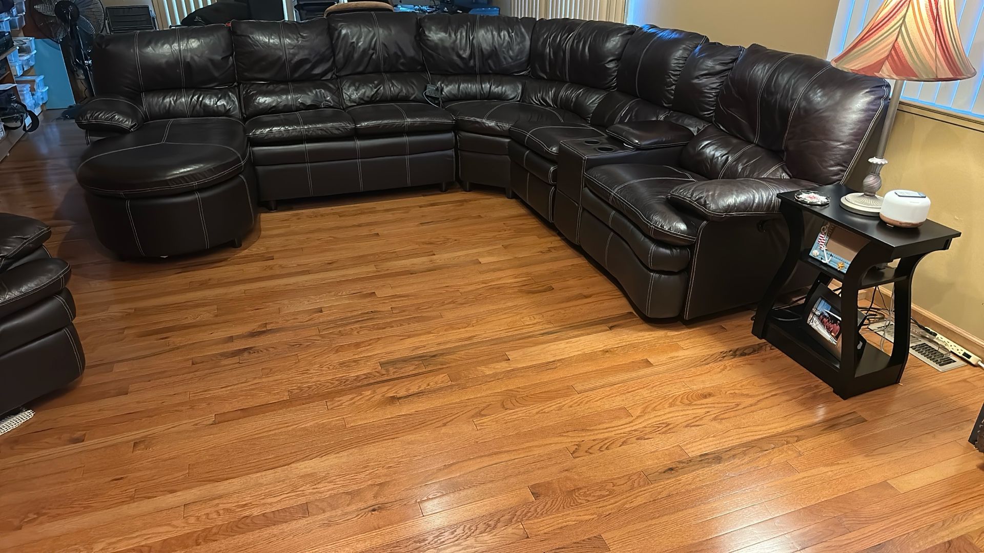 Rich Brown Thomasville Leather Sectional Couch