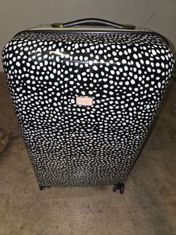 Betsey Johnson Black White Polka Dot Hardside Spinner Suitcase – Large