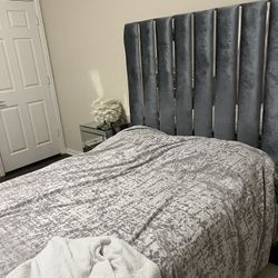 Velvet Grey Bed Frame 