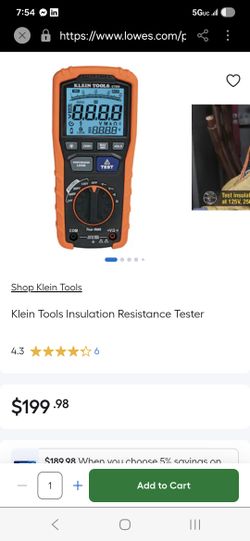 Klein multimeter and resistance meter with canvas case and leads