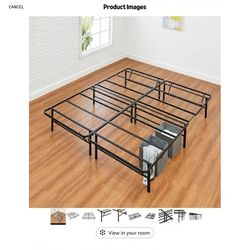  Bed Frame with Storage, Foldable Metal Platform