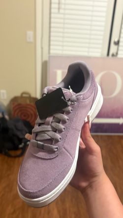 Purple Suede Low-Top Sneakers with Tags