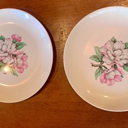 VTG Cunningham & Pickett Flamingo Floral Plates 9.25” Set Of 2