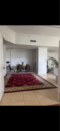 Well Woven Timeless Collection Fleur de Lis Area Rug  Size: 9’3” × 12’6” (280 × 380 cm) Color: Red / Burgundy with Beige & Gold Details Material: Poly