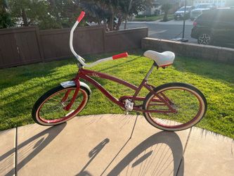 Red Beach Cruiser Bike - Ruby Beach Cruiser 24” Wheels