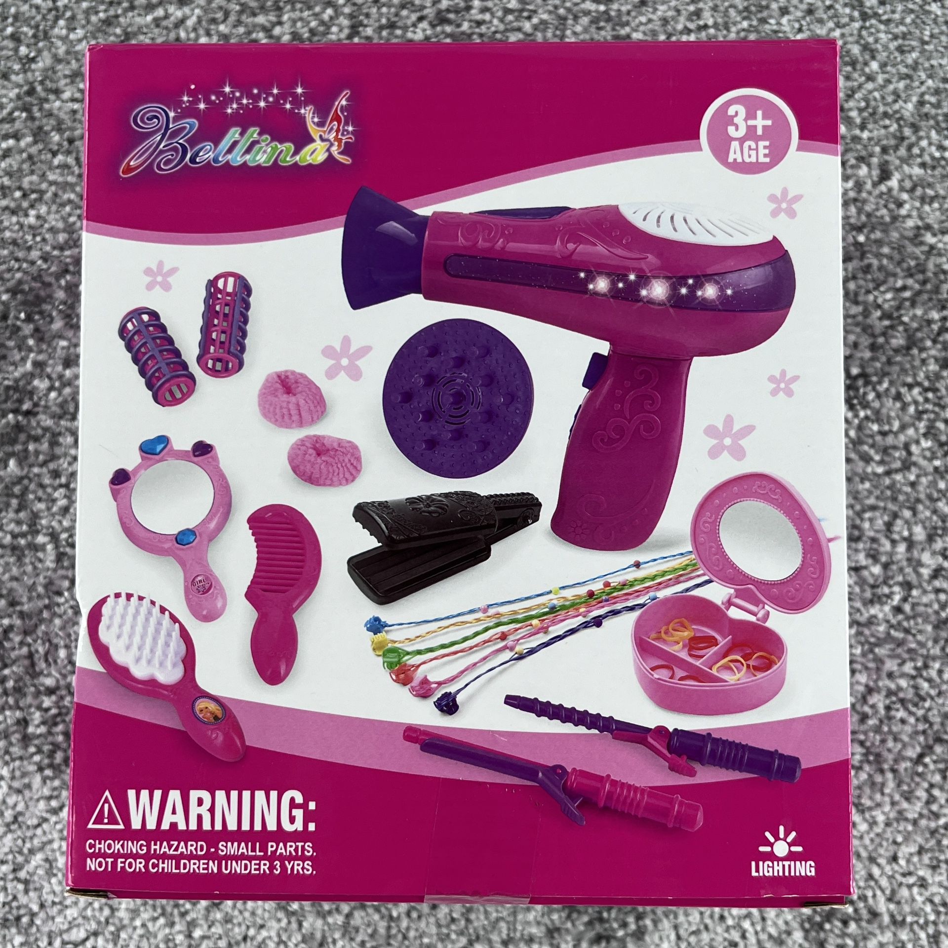 Bettina Girls Play Hair Dryer with Diffuser Multiple Attachments Included New! 