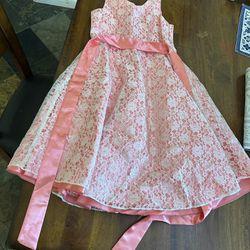 Used Shanil Girl’s Dress, Salmon And White, Size 10