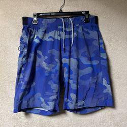 Lululemon THE Shorts Lined 9” Mens Large Camo Blue