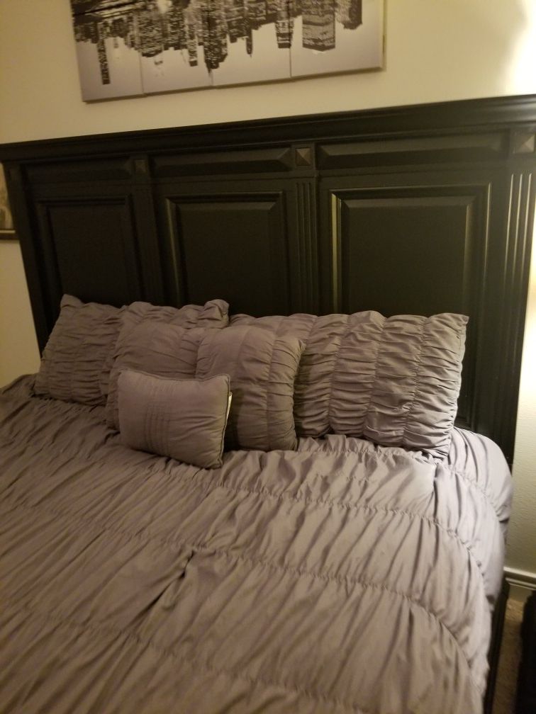 King size bed frame w/mattress and box springs