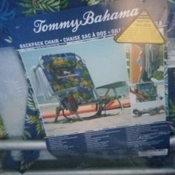 Tommy Bahama Beach Chair Foldable Backpack Deck Chair Blue Pineapple New