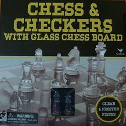 Glass Chess & Checkers Game Set