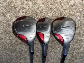 Nike CPR Hybrid 18, 21 & 30 deg Golf Club Set Graphite Shaft Right Flex RH