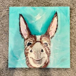 Original Donkey Portrait Acrylic Canvas Painting 18x18