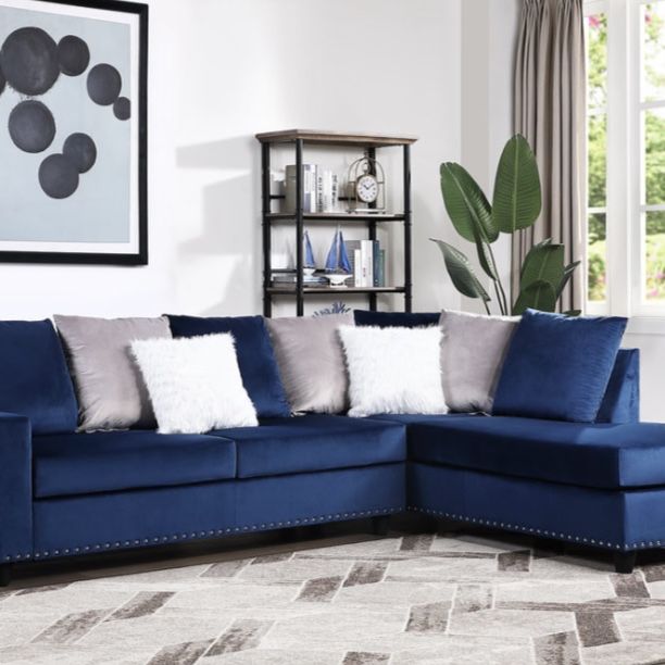 New Blue Reversible Sectional Sofa 