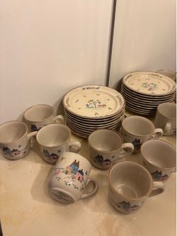 Vintage International Stoneware Heartland plates and cup s saucers 1994