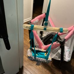 An Almost New Playpen With Many Stuff , Swings , A Nice Pillow (all For $40)