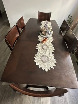 Study Wooden Dining Table And 6 Chairs