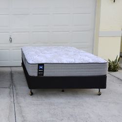 Like New Full Size Mattress With Box Spring And Metal Frame 