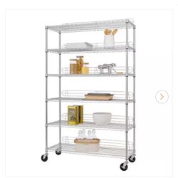  EcoStorage Chrome 6- Tier Rolling Steel Wire Shelving Unit 
