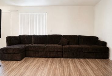 Large Brown Corduroy modular Sectional Sofa