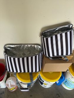 Black and White Striped Insulated Cooler Bags (Set of 2)