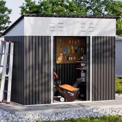 6 x 3.84ft Outdoor Storage Shed – Metal Storage Shed for Garden, Backyard, Outdoor Steel Shed with Frame Structure