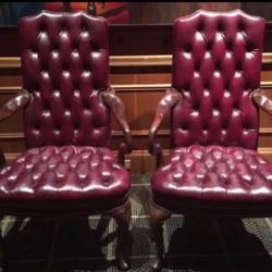 Antique Kesington Tufted Gooseneck Chairs By Hancok and Moore