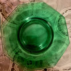 7 Vintage Depression Glass Green Salad Plates