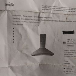 Samsung Black Stainless 30 In Range Hood New 