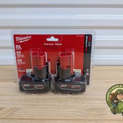 New Milwaukee M12 REDLITHIUM XC3.0 Battery Pack (2-Pack) 48-11-2412
