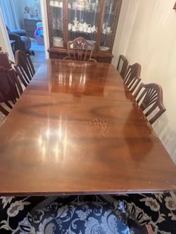 Solid Wood Dining Room Set with China Cabinet – Complete Set