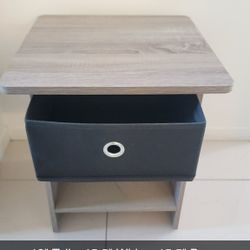 Light Gray Wood Side End Table - NEW