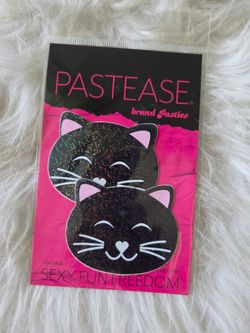 Happy Black Glitter Kitty Cat Nipple Pasties