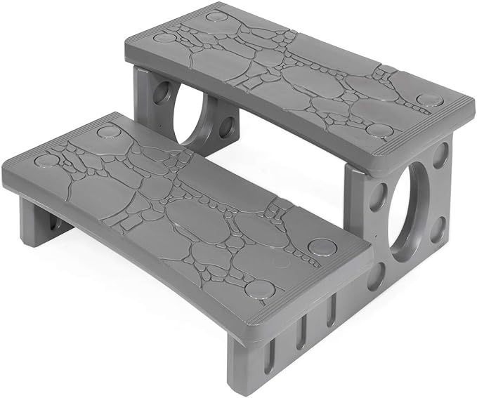 2 Multi Purpose Spa Hot Tub Pool RV Campers Deck Lightweight Sided Step (Gray)