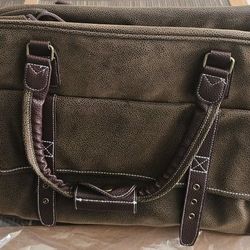 $30-NEW UNBRANDED BROWN FAUX LEATHER SATCHEL TOTE BAG DETACHABLE SHOULDER STRAP