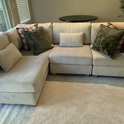 Cream Corduroy Modular Sectional Couch