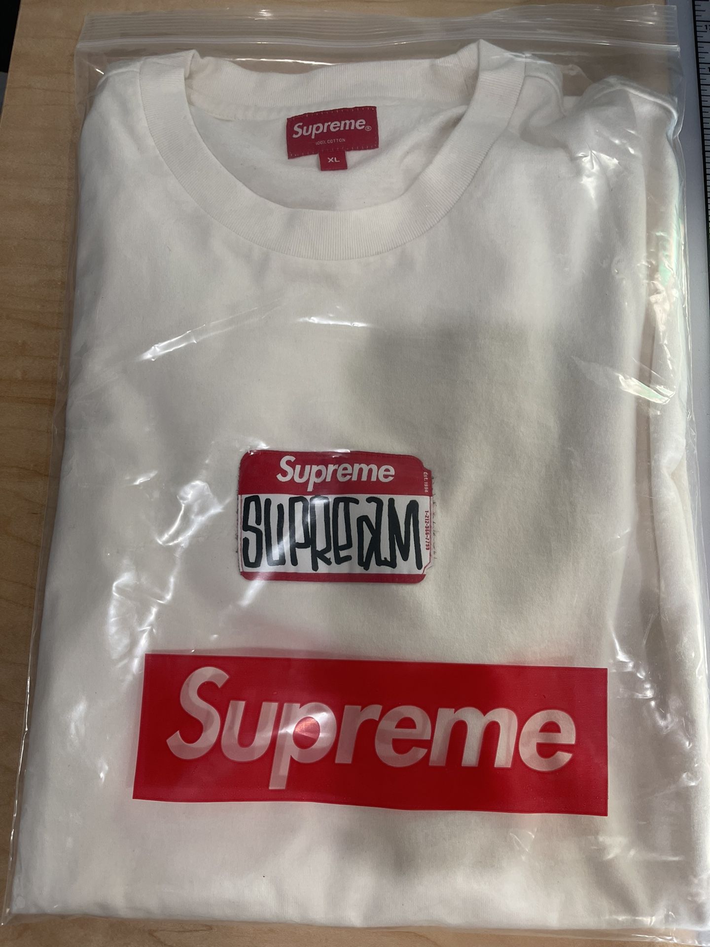 Supreme Gonz Nametag S/S Tee Natural (White) T-Shirt XL NEW DS