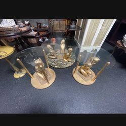 custom made mid century art nouveau style set of coffee table and end tables 