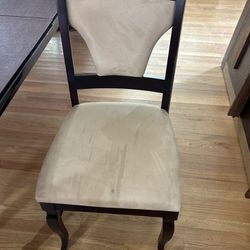 Set Of 6 Cushioned Solid Wood Dining Room Chairs 