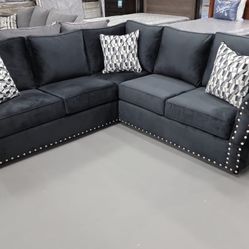 Black Velvet Sectional