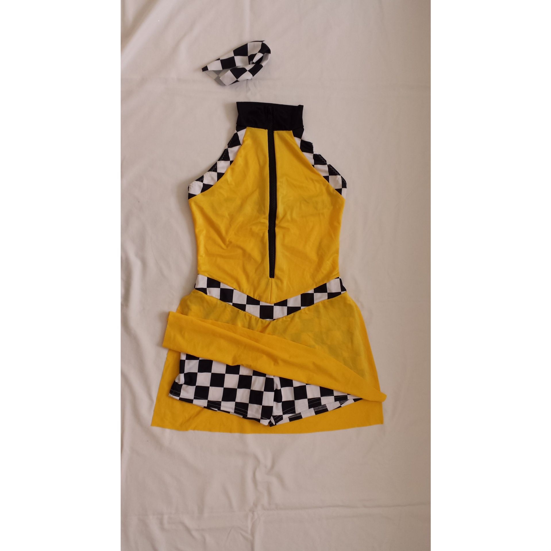 Yellow “Taxi” Mini Dress With Dress Shorts