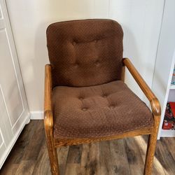 Wooden And Brown Fabric Dining Chair