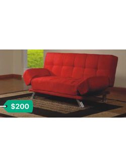 Red Futon Sofa Klick Klack Clearance $199