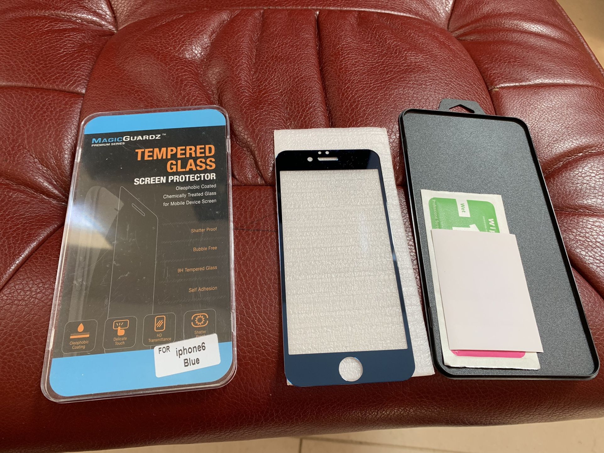 iPhone 6 Metallic Blue Tempered Glass Screen Protector.