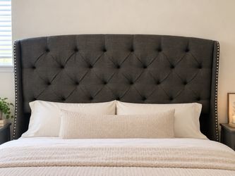 Dark Gray Tufted Upholstered Headboard